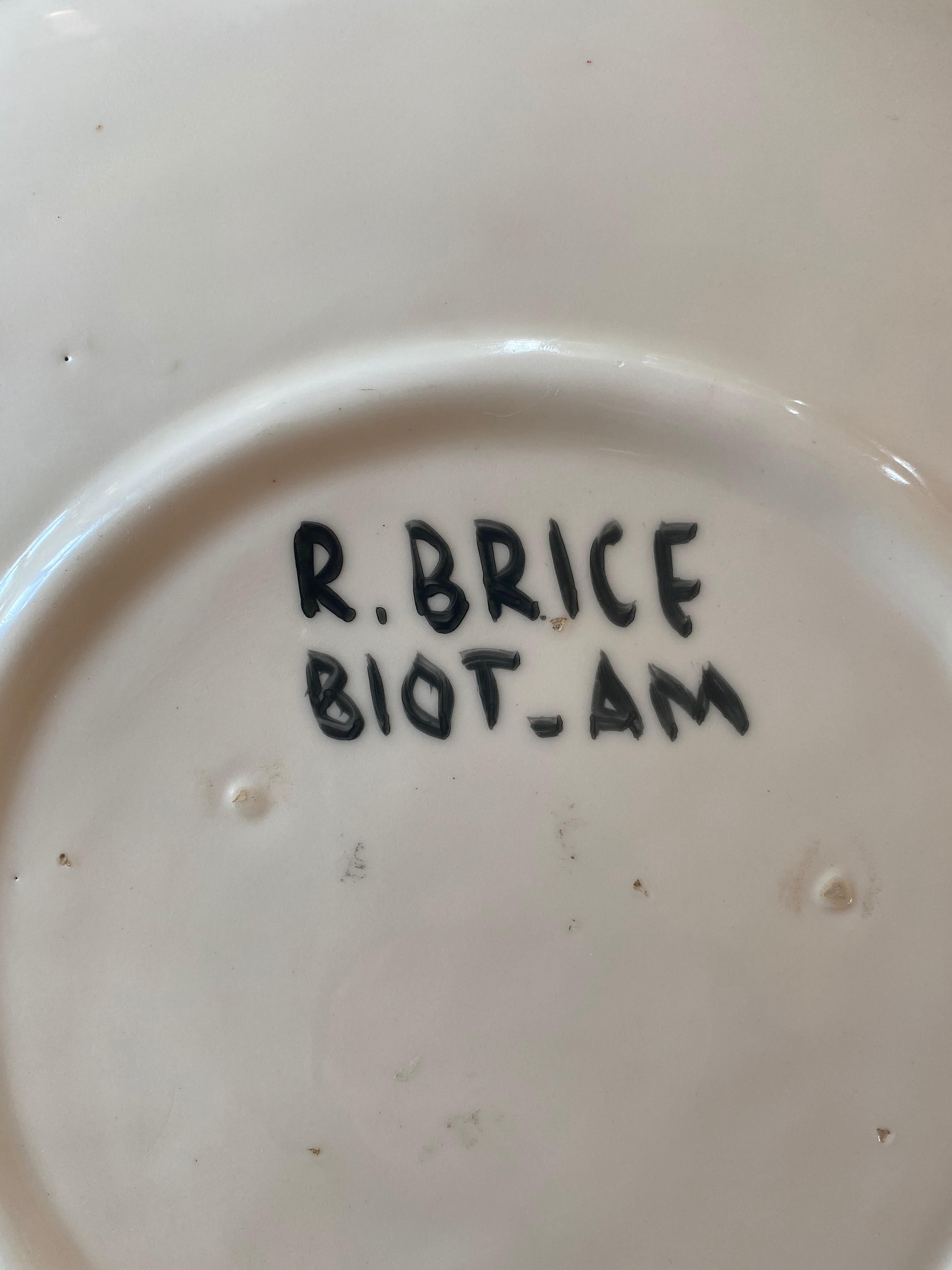 Grand plat en céramique Roland Brice, Biot, 1950 en vente 2