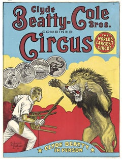 Clyde Beatty - Cole Bros. combined Circus original vintage poster