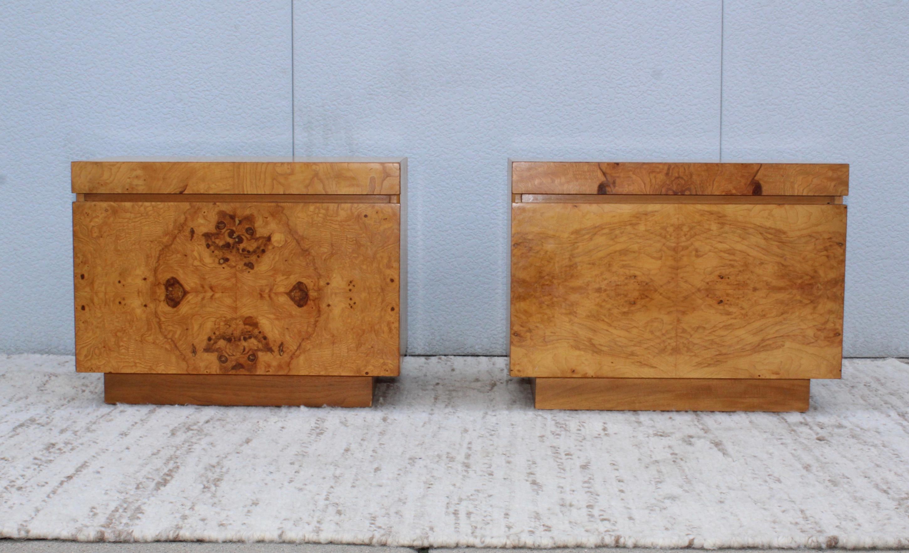 American Roland Carter for Lane Mid-Century Modern Burlwood Night Stands
