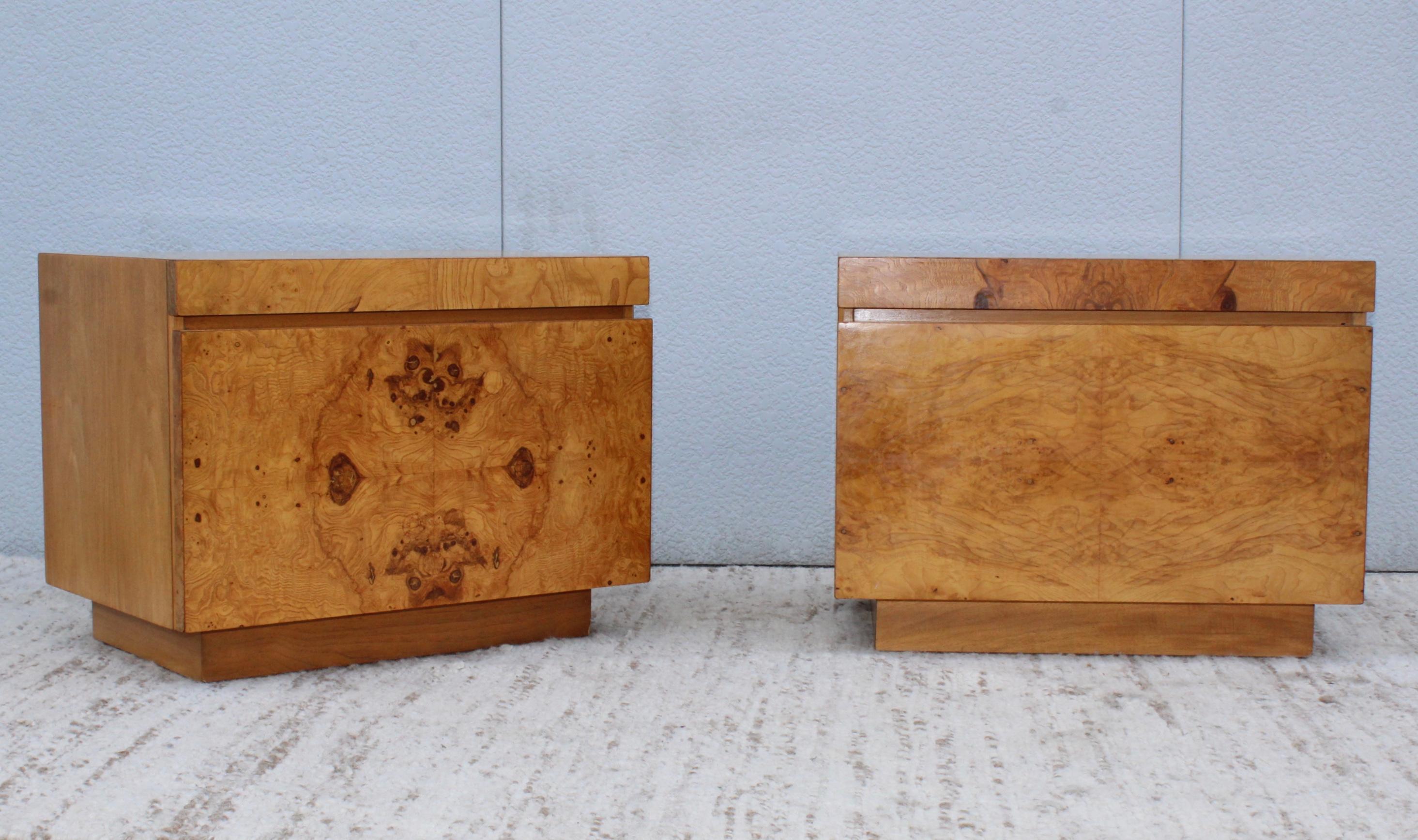 Late 20th Century Roland Carter for Lane Mid-Century Modern Burlwood Night Stands