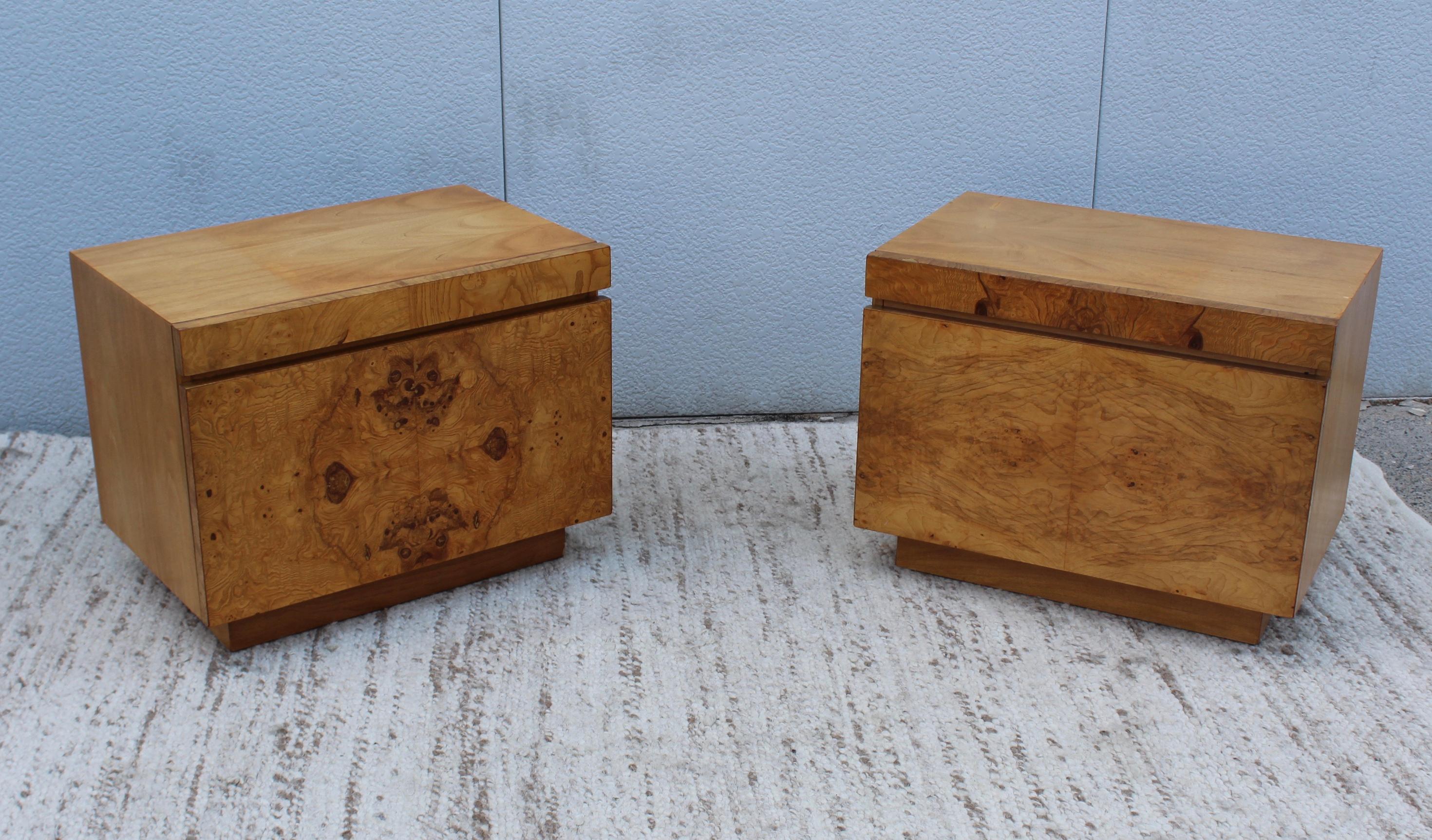 Roland Carter for Lane Mid-Century Modern Burlwood Night Stands 3