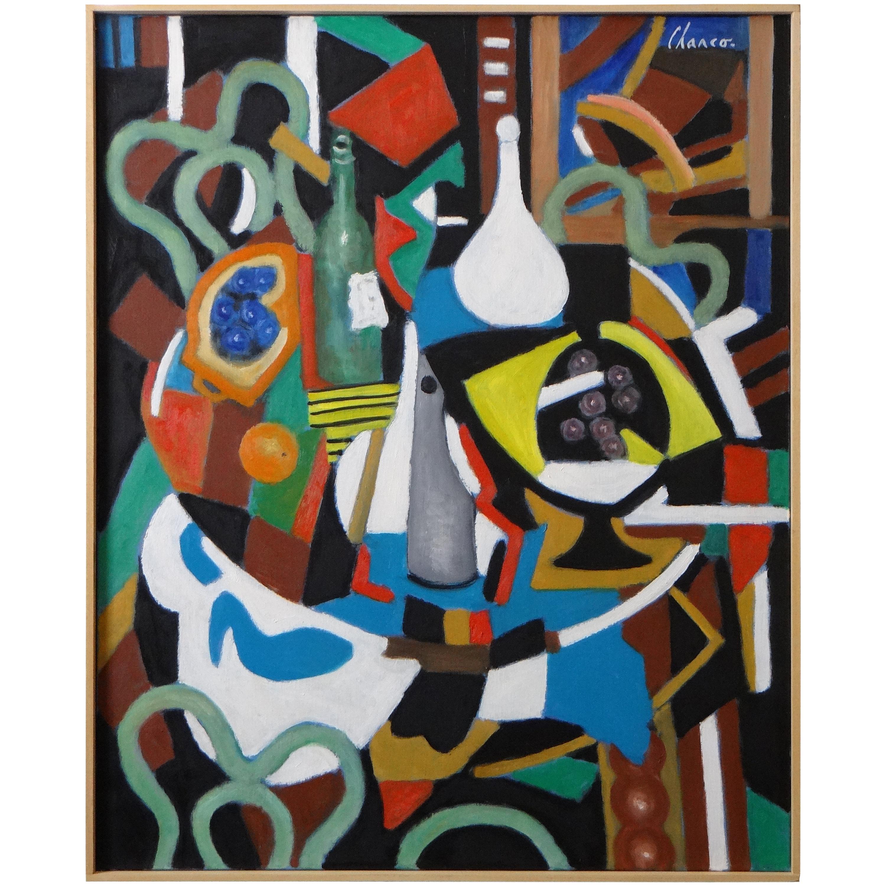 Roland Chanco Painting "Coupe Jaune et Carafe Blanche", 2000 For Sale