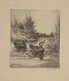 Young Ducks original signed etching by Roland Clark