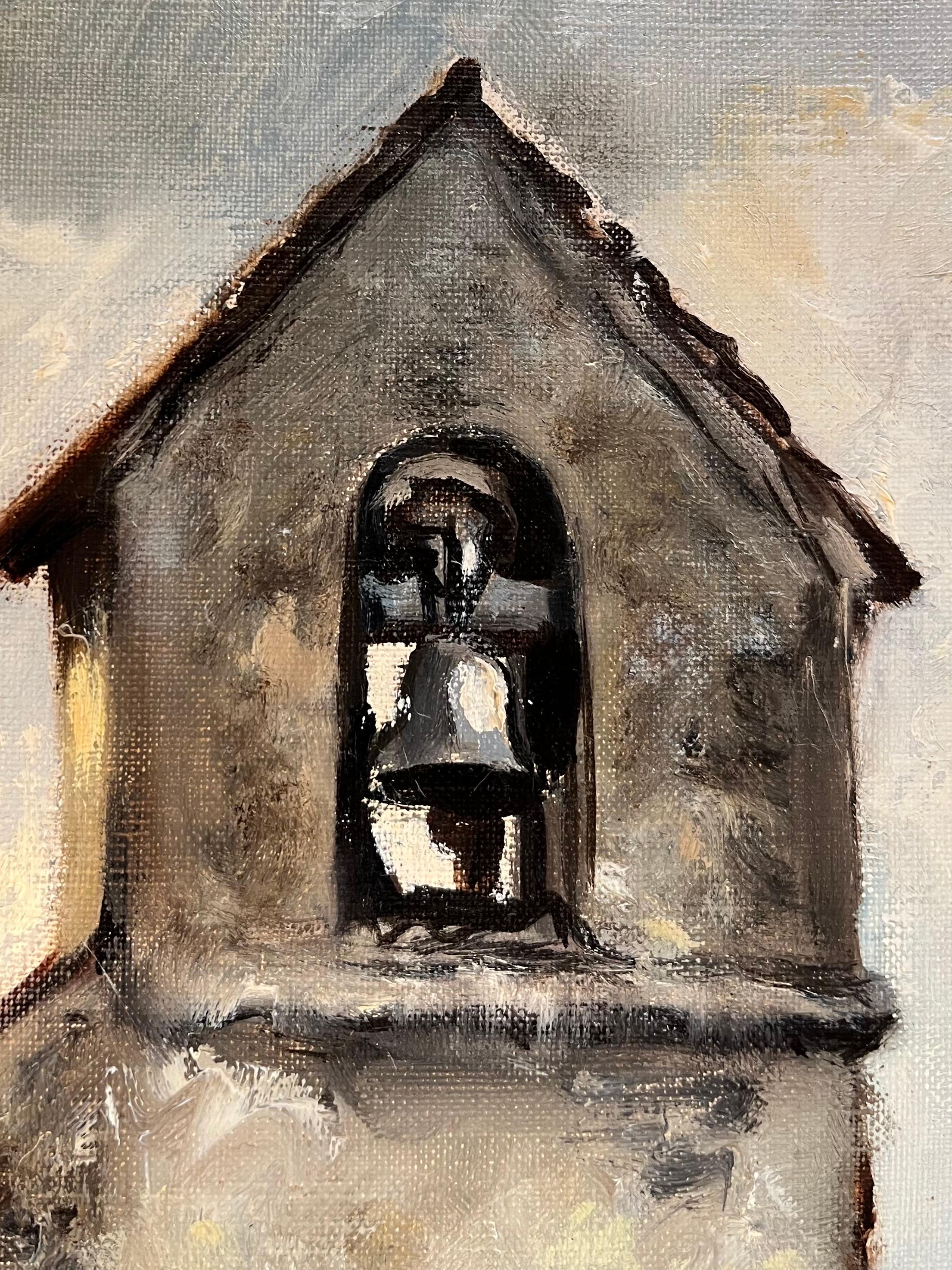 „Bell Tower“ von Roland Coudon – Öl auf Leinwand – 55x42 cm im Angebot 2