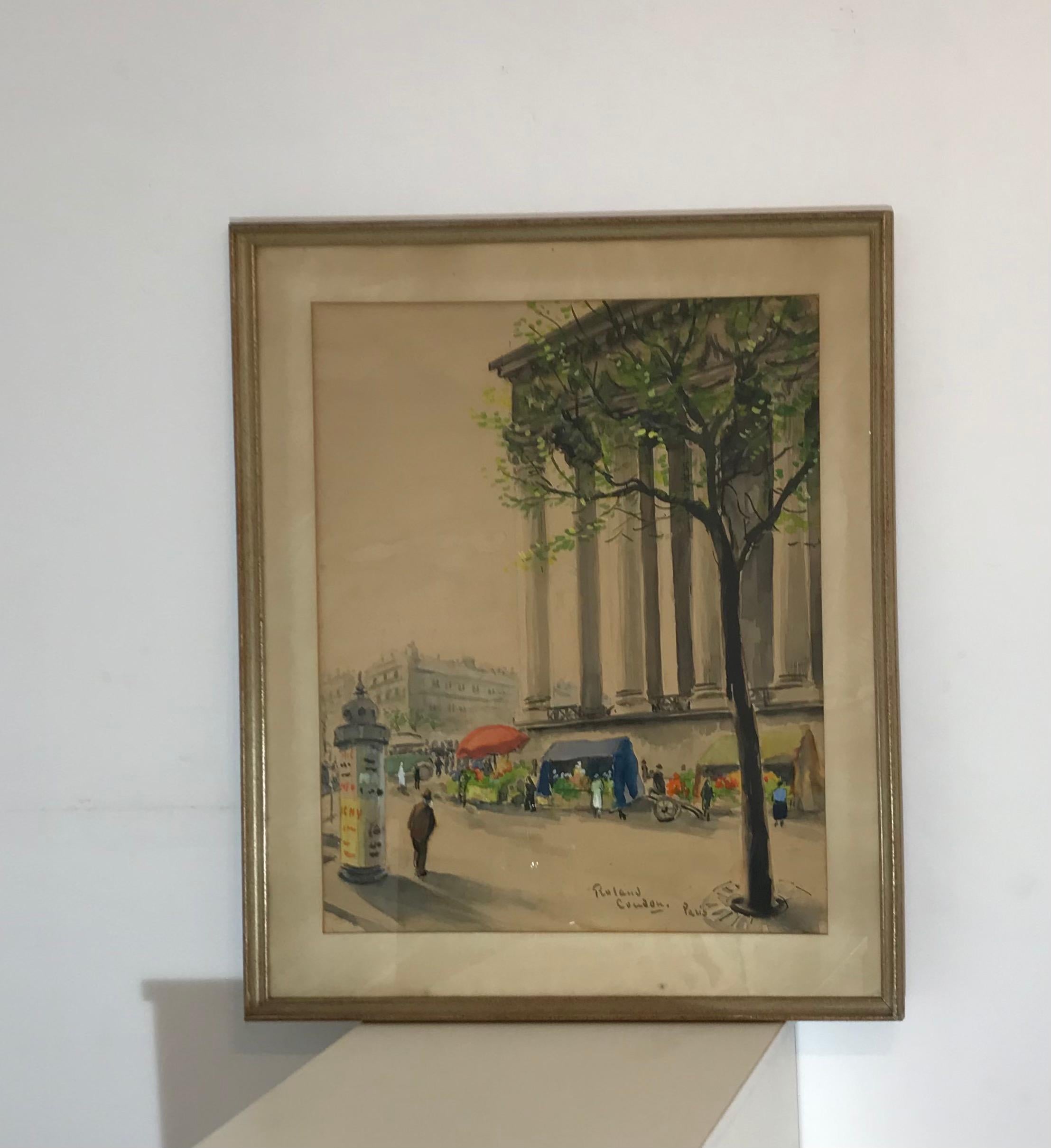 Petit marché parisien - Painting de Roland Coudon