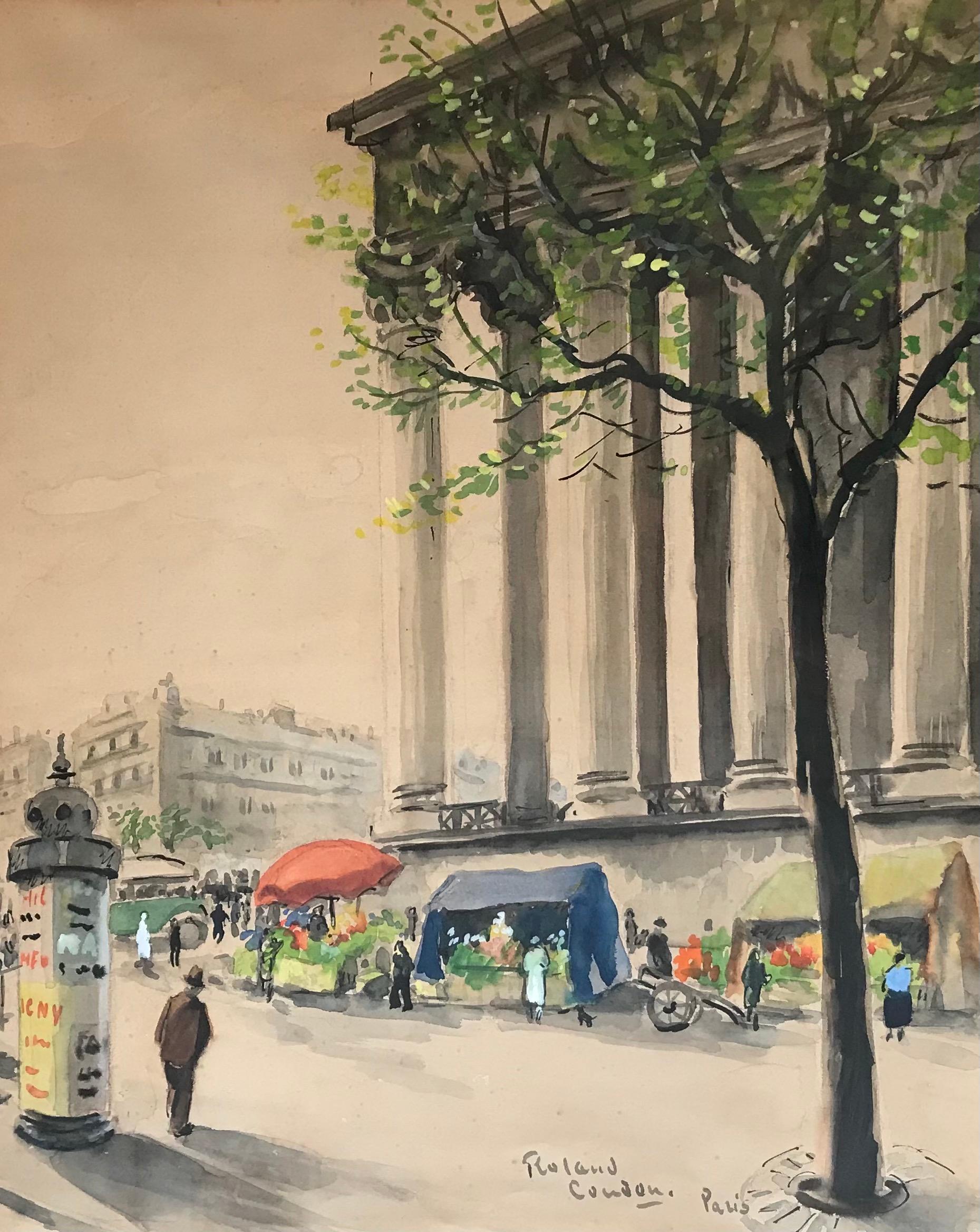 Landscape Painting Roland Coudon - Petit marché parisien