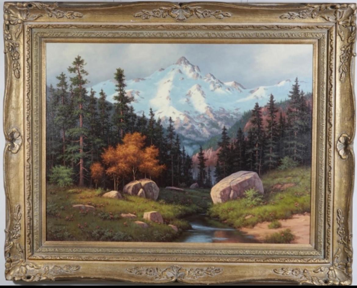 This is an original oil painting on canvas signed. In good condition measures 51x41