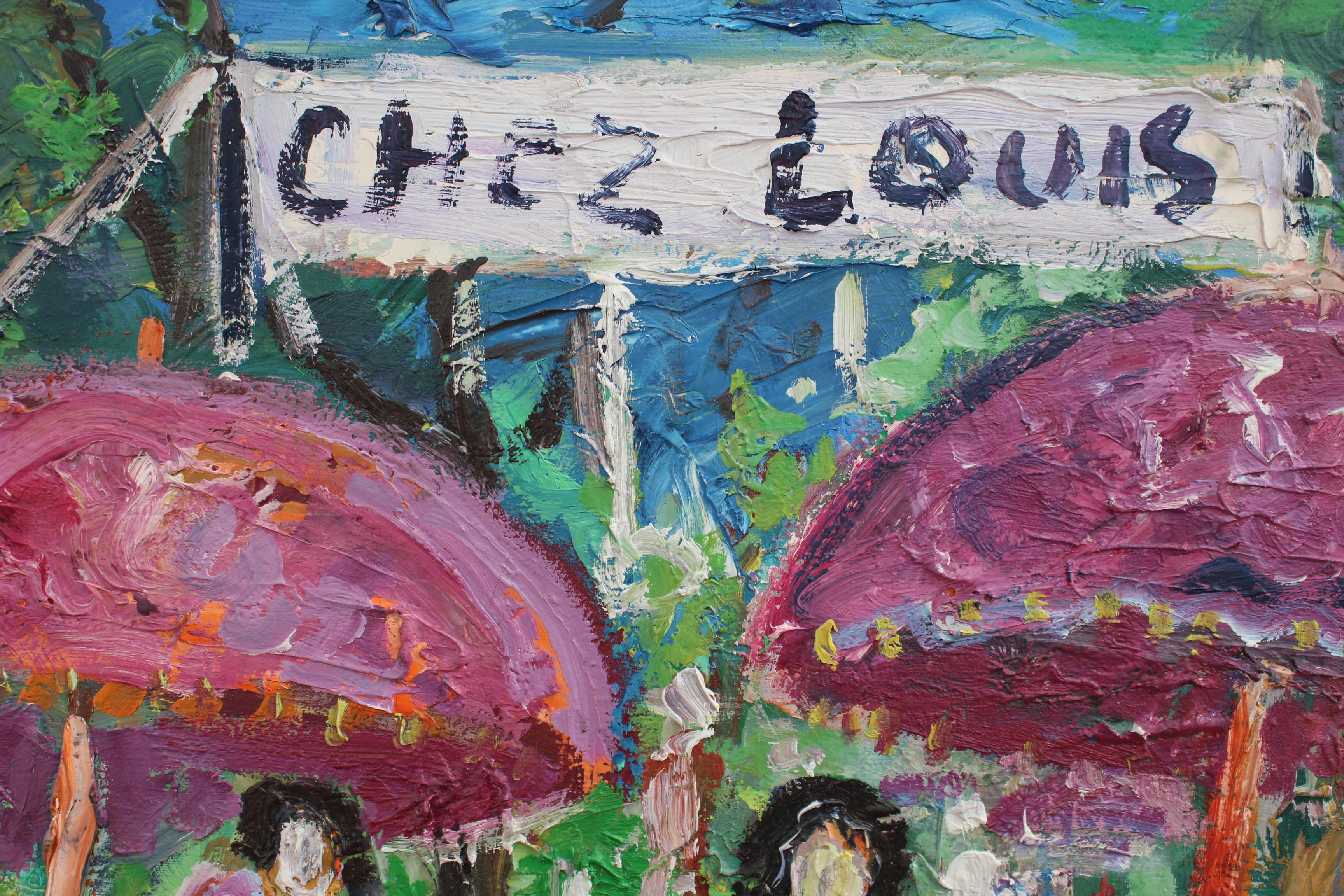 Lunch at Chez Louis - Gray Portrait Painting by Roland DUBUC