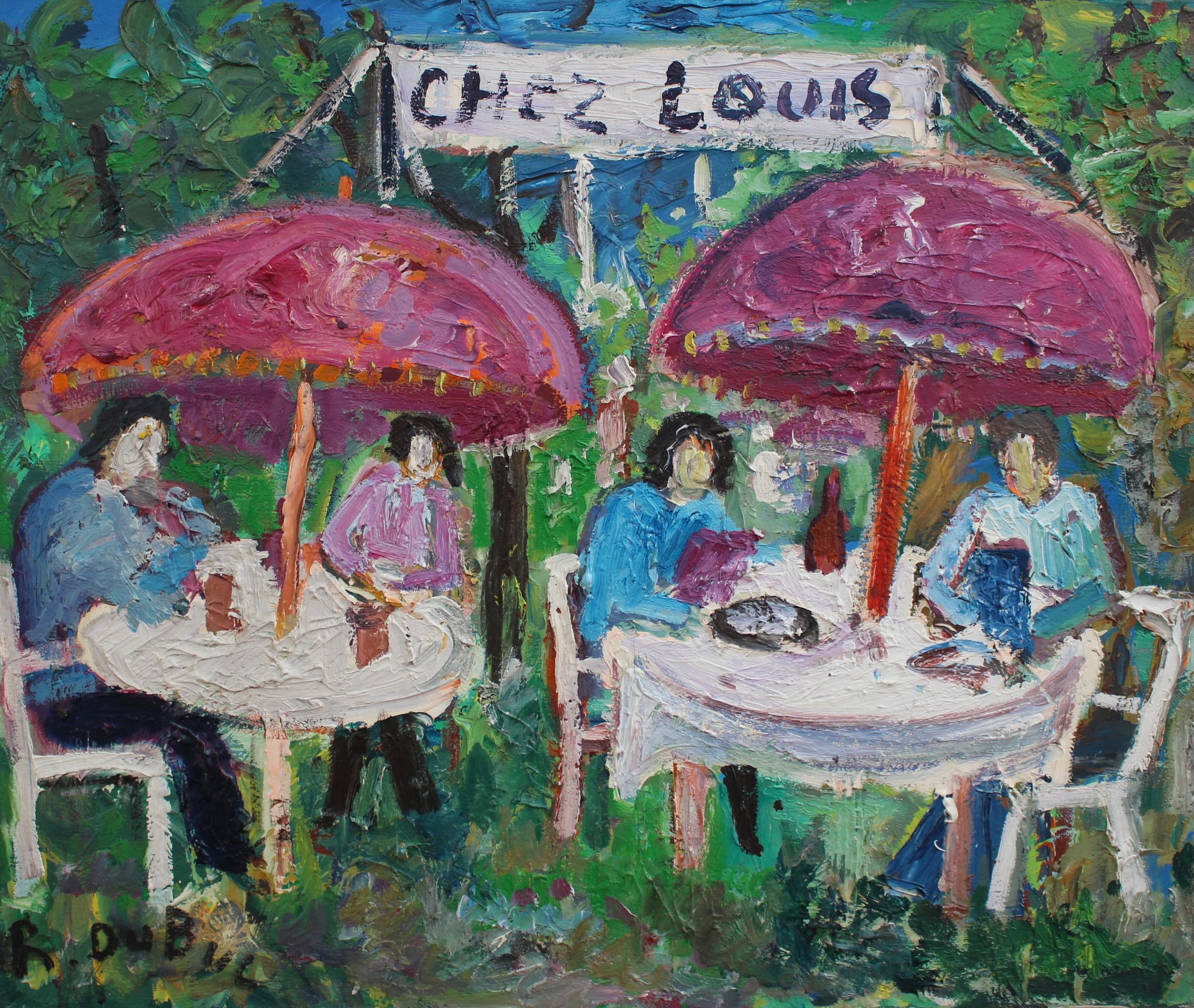 Roland DUBUC Portrait Painting – Lunch bei Chez Louis