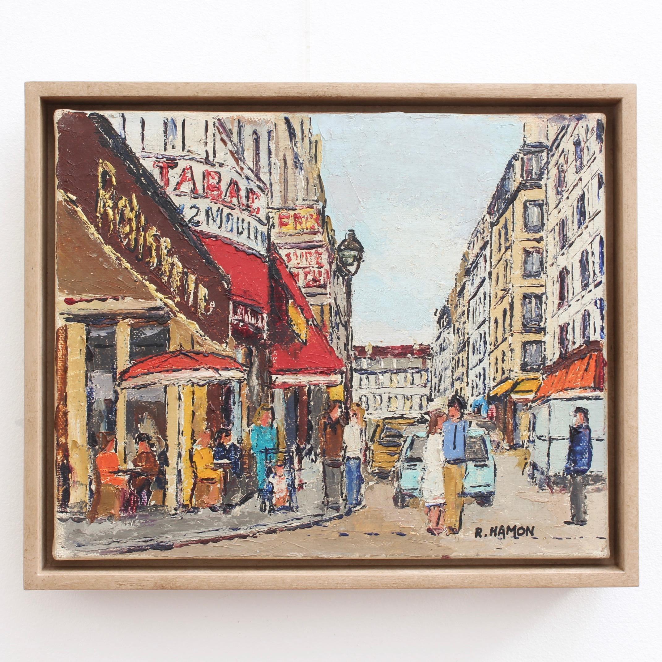 Parisian Street Corner - Painting by Roland Hamon