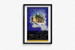 1937 original travel poster by Roland Hugon - PLM French Riviera - Côte d'Azur