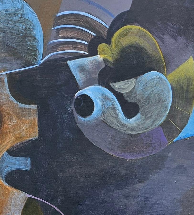 Grande dipinto acrilico espressivo di un sogno dell'artista britannico Roland Jarvis 3