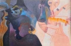 Large expressive acrylic painting of a dream by British artist Roland Jarvis