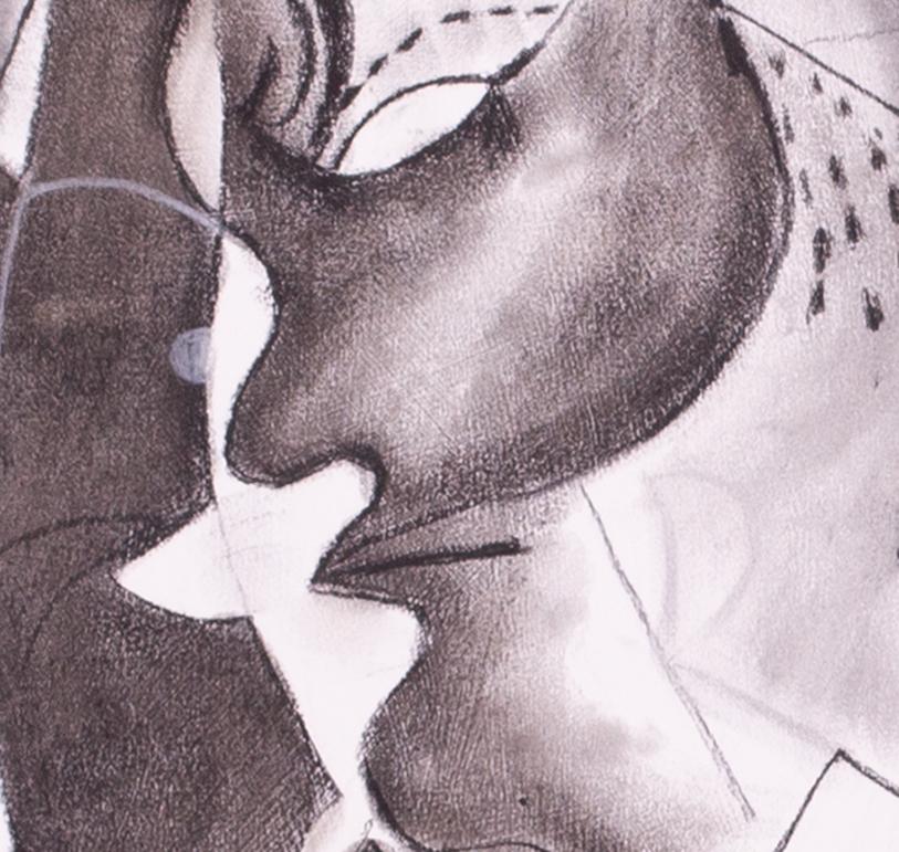 Peinture acrylique monochrome de 3 personnages par l'artiste britannique Roland Jarvis. en vente 1