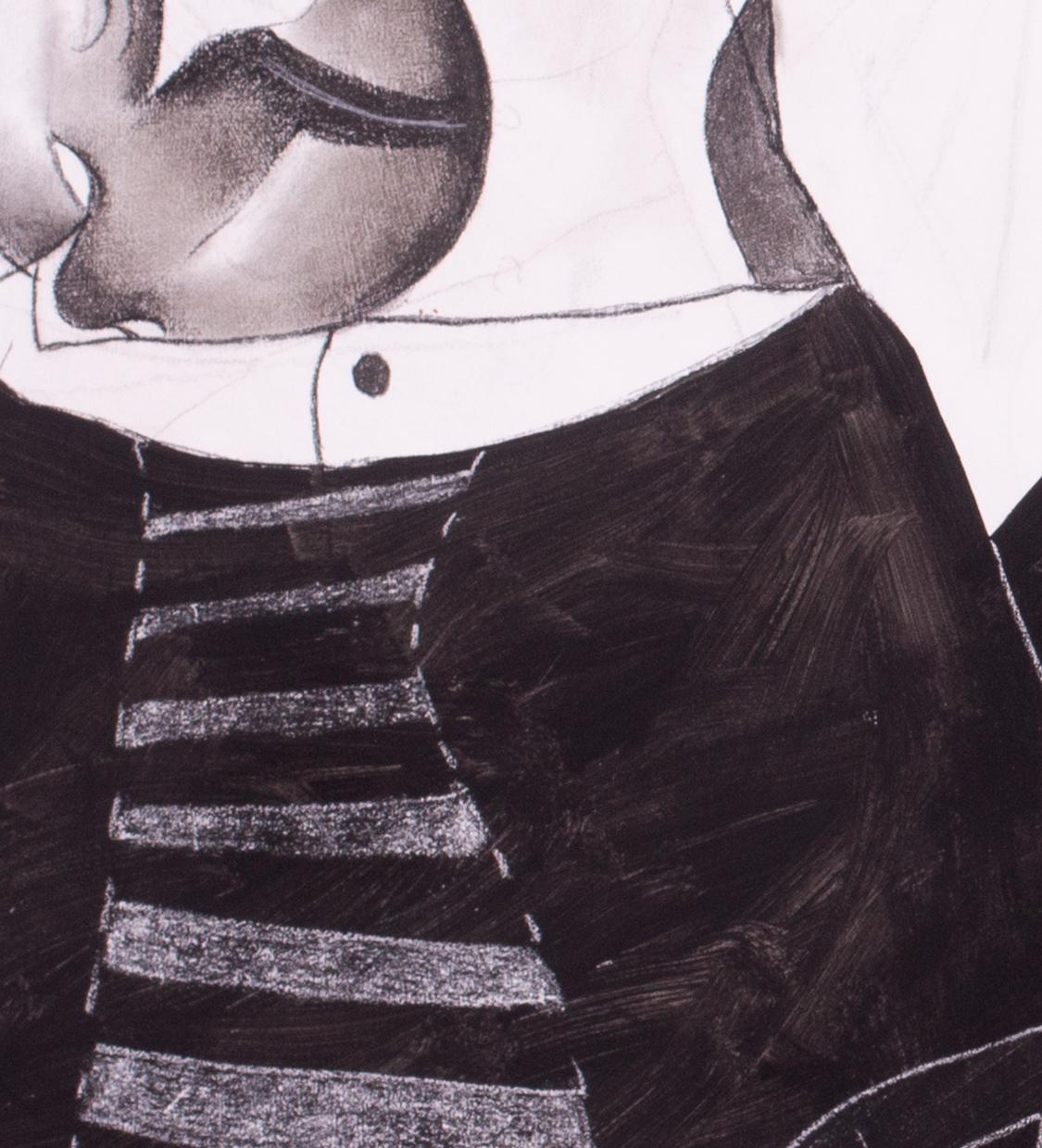 Peinture acrylique monochrome de 3 personnages par l'artiste britannique Roland Jarvis. en vente 4