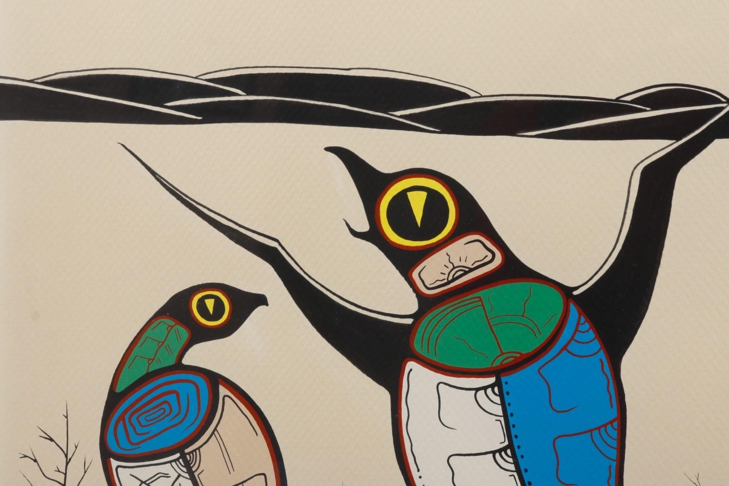 Native American Roland Kakegamic Original Woodland School Drawings - Set of 3 For Sale