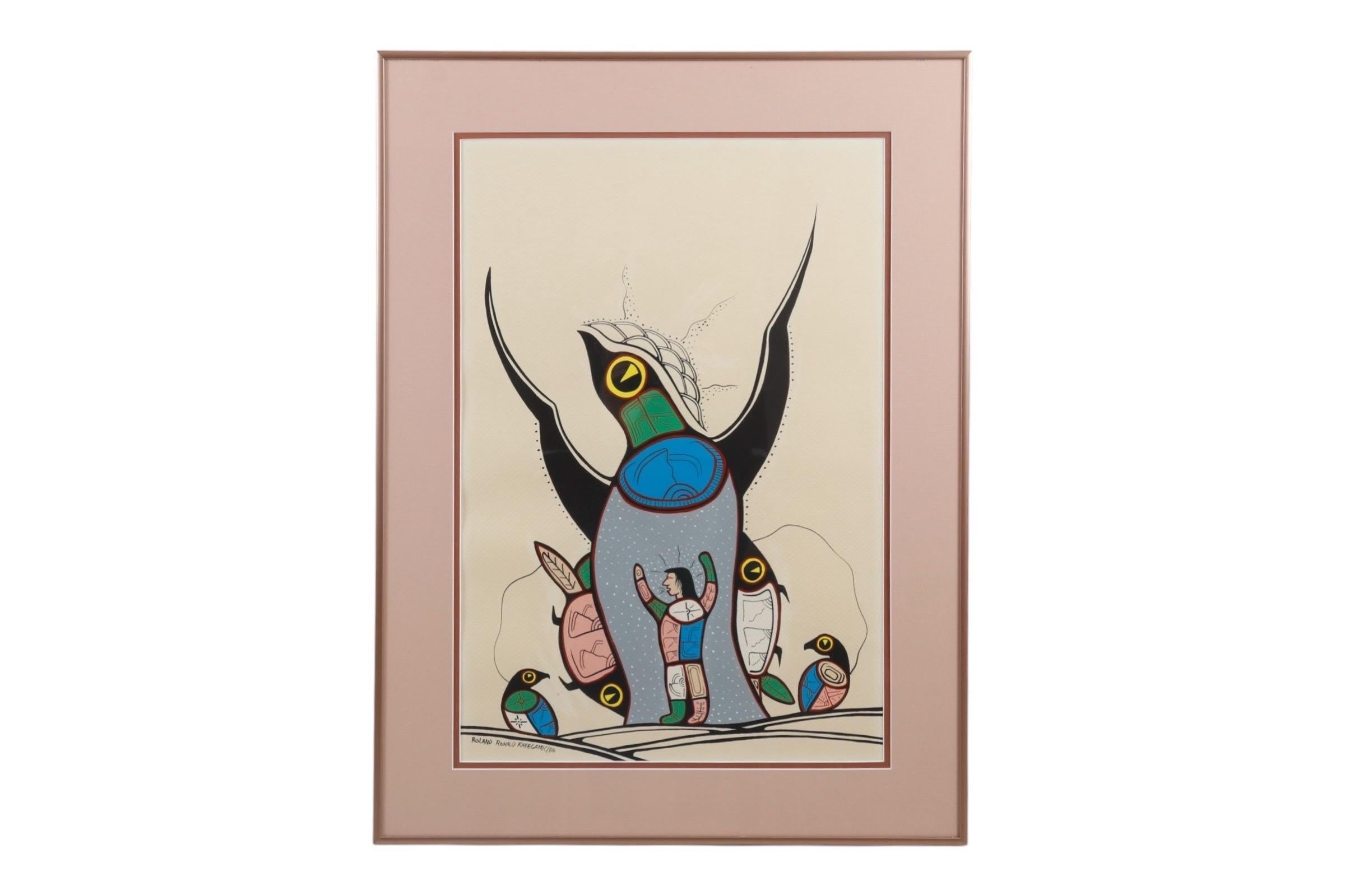 Roland Kakegamic Original Woodland School Drawings - Set of 3 In Good Condition For Sale In Bradenton, FL