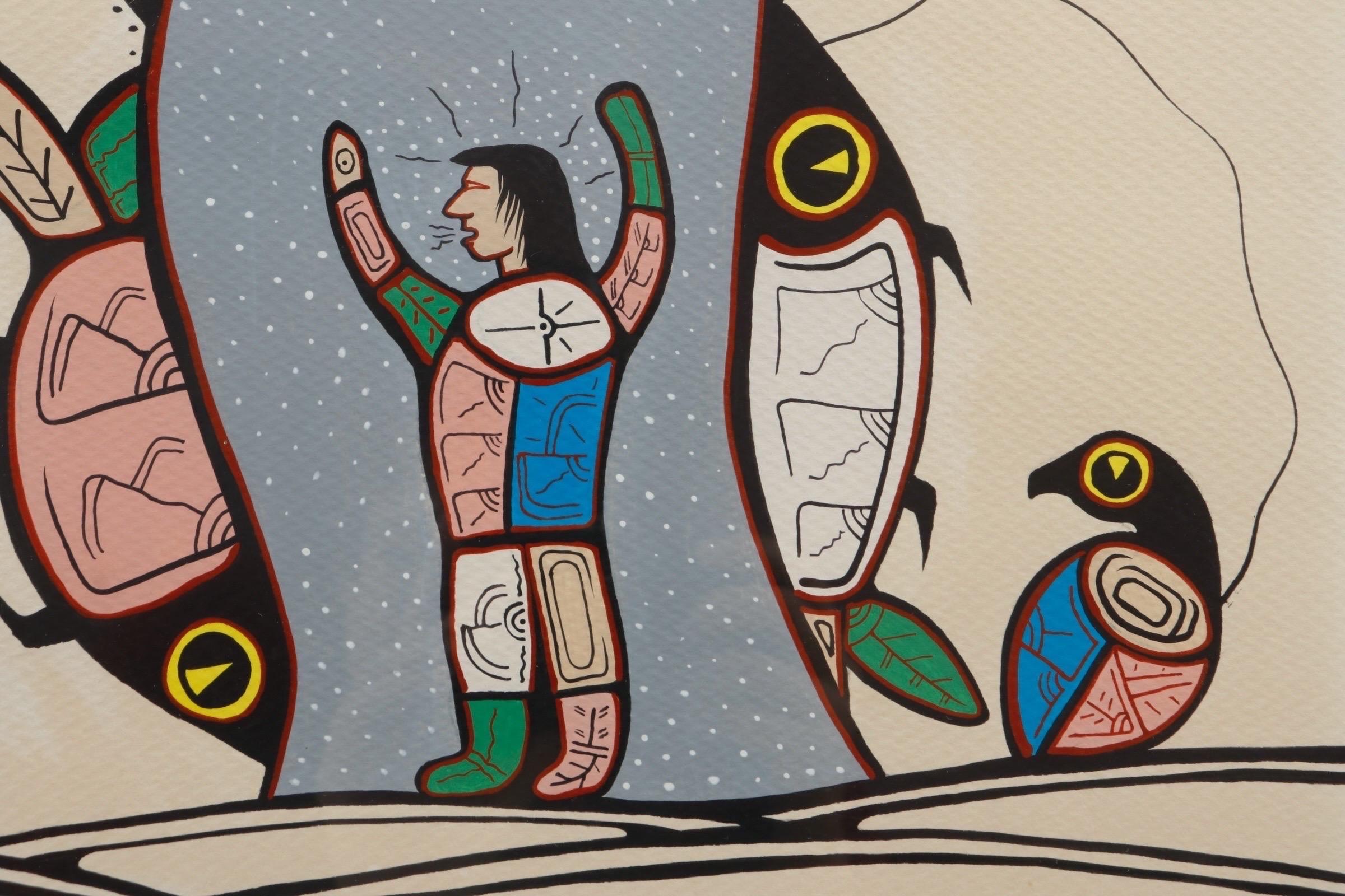 Late 20th Century Roland Kakegamic Original Woodland School Drawings - Set of 3 For Sale