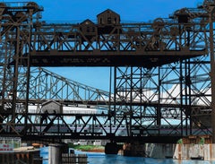 Calumet Vista – Girderbrücke aus Eisen und Stahl, zeitgenössisches fotorealistisches Gemälde