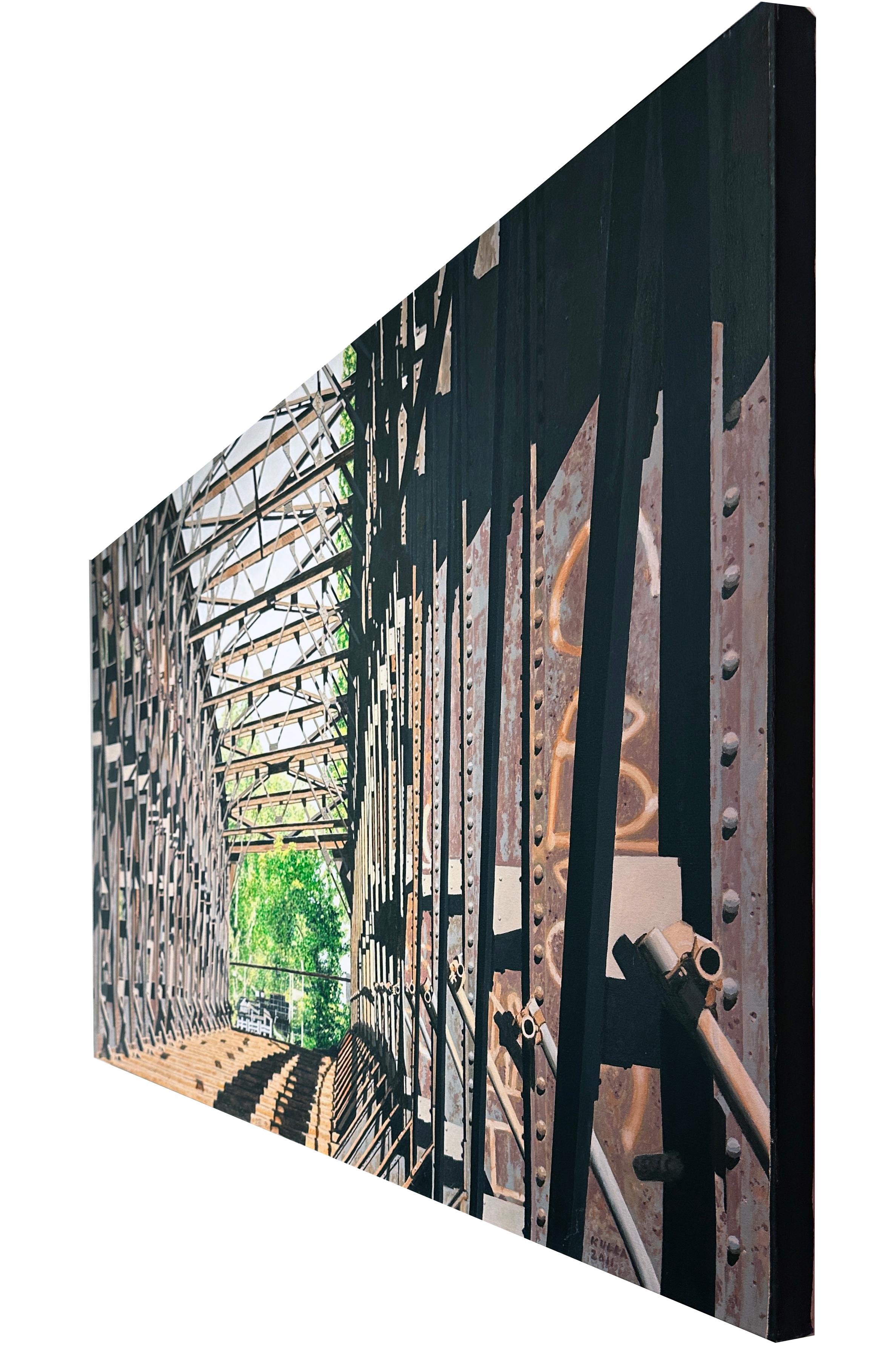 Liesenbruken, Verlassene Eisenbahnbrücke, Zeitgenössische fotorealistische Malerei im Angebot 3