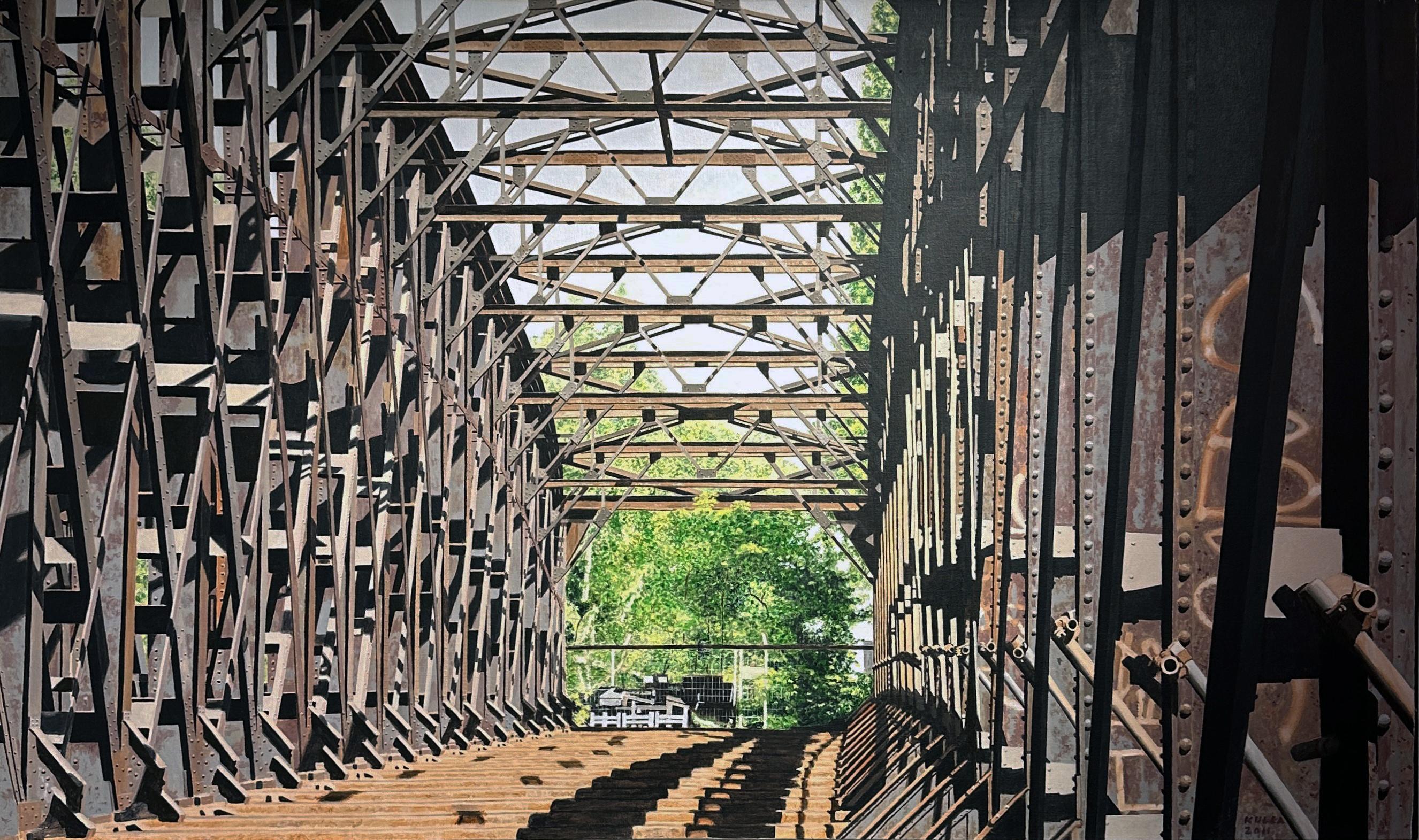 Liesenbruken, Verlassene Eisenbahnbrücke, Zeitgenössische fotorealistische Malerei
