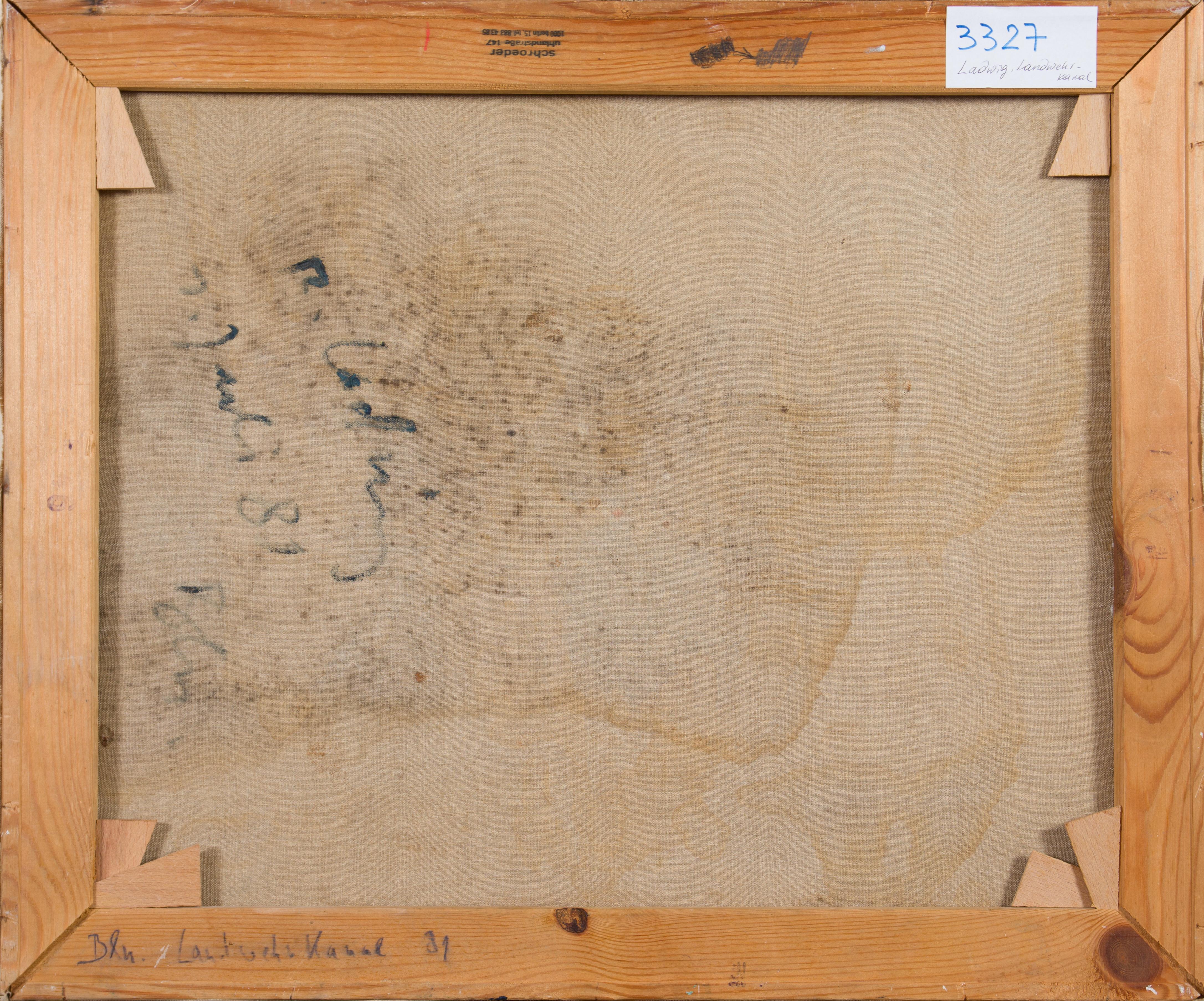 Landwehrkanal - Gris Landscape Painting par Roland Ladwig