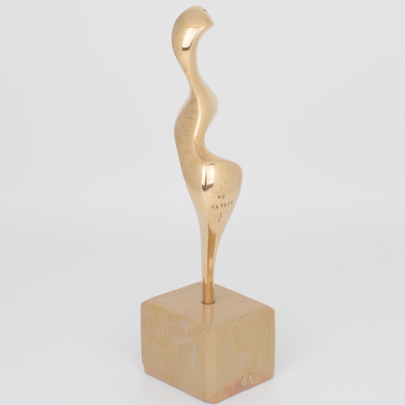 Roland Masson Abstract Organic Bronze and Marble Sculpture, circa 1990 For Sale 2