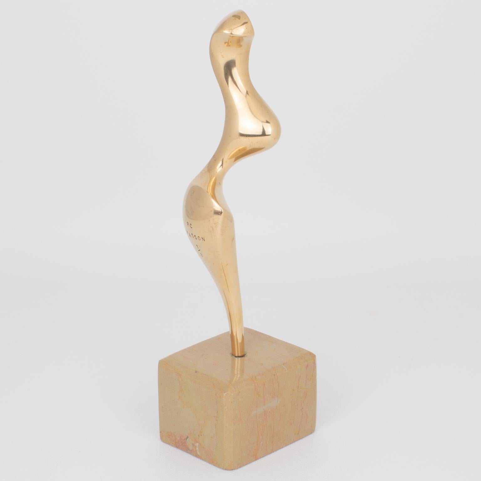 Roland Masson Abstract Organic Bronze and Marble Sculpture, circa 1990 For Sale 3