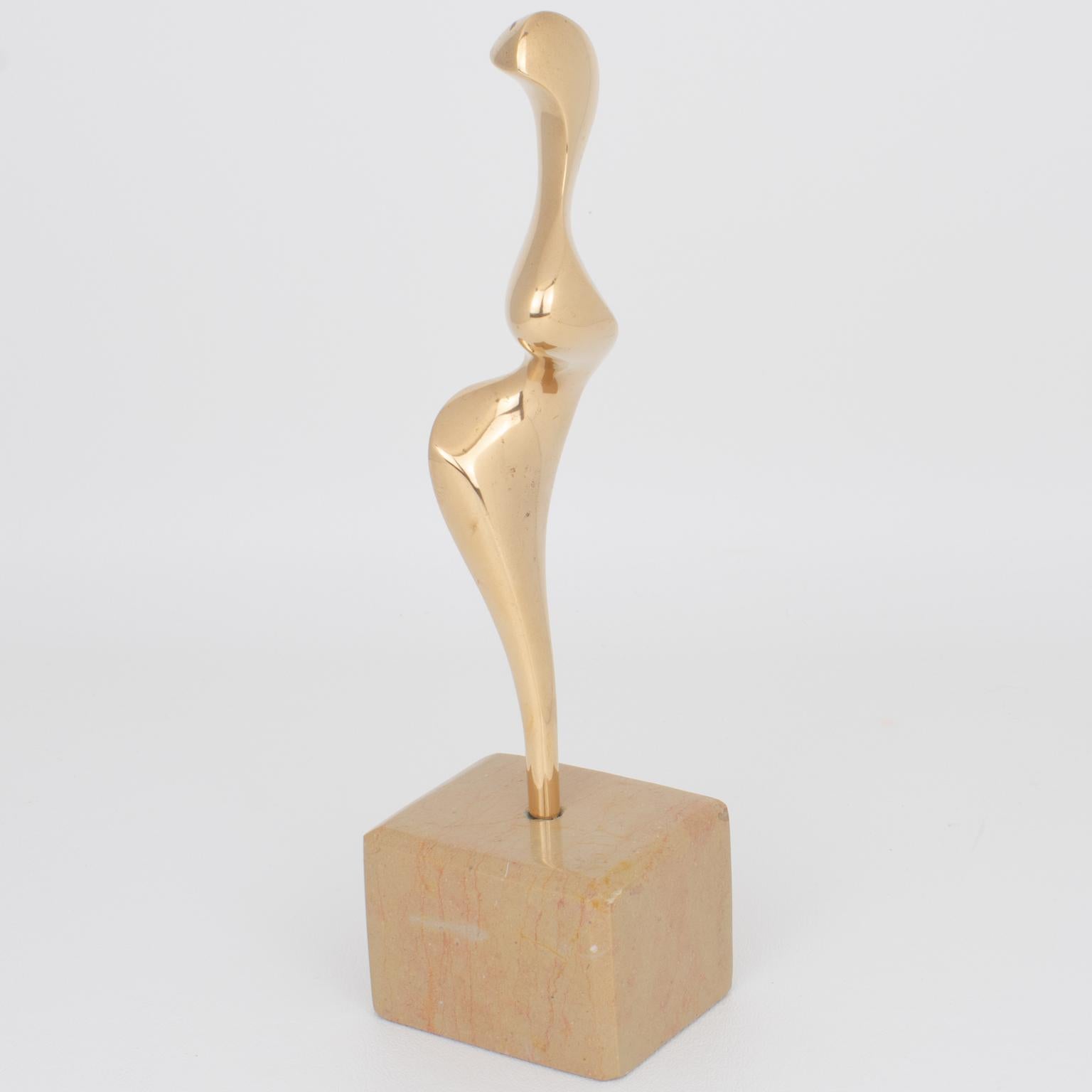 Roland Masson Abstract Organic Bronze and Marble Sculpture, circa 1990 For Sale 4