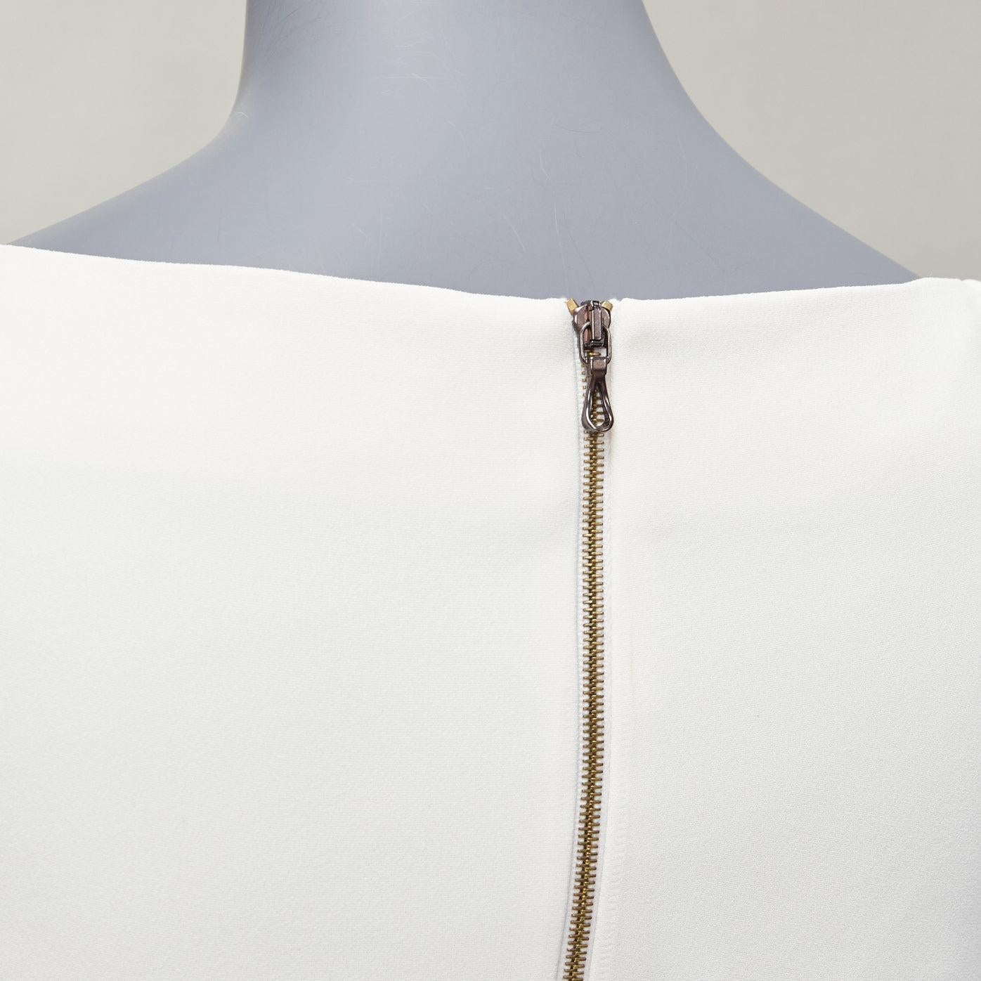 ROLAND MOURET 2018 Richardson cream textured crepe ruffle cuff peplum top UK6 XS For Sale 3