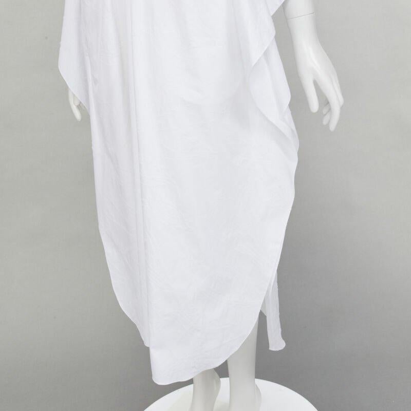 ROLAND MOURET 2021 Lange white needlepoint poplin leather cord belt dress XS For Sale 3