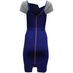 Roland Mouret Accent Sleeve Bodycon Dress in Blue Polyester