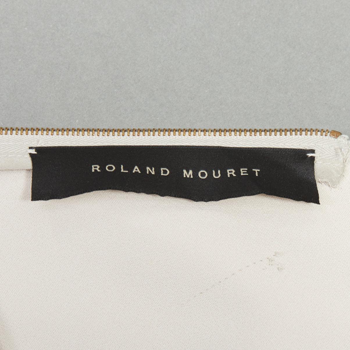 ROLAND MOURET beige origami pleat back zip shift dress UK8 S For Sale 3