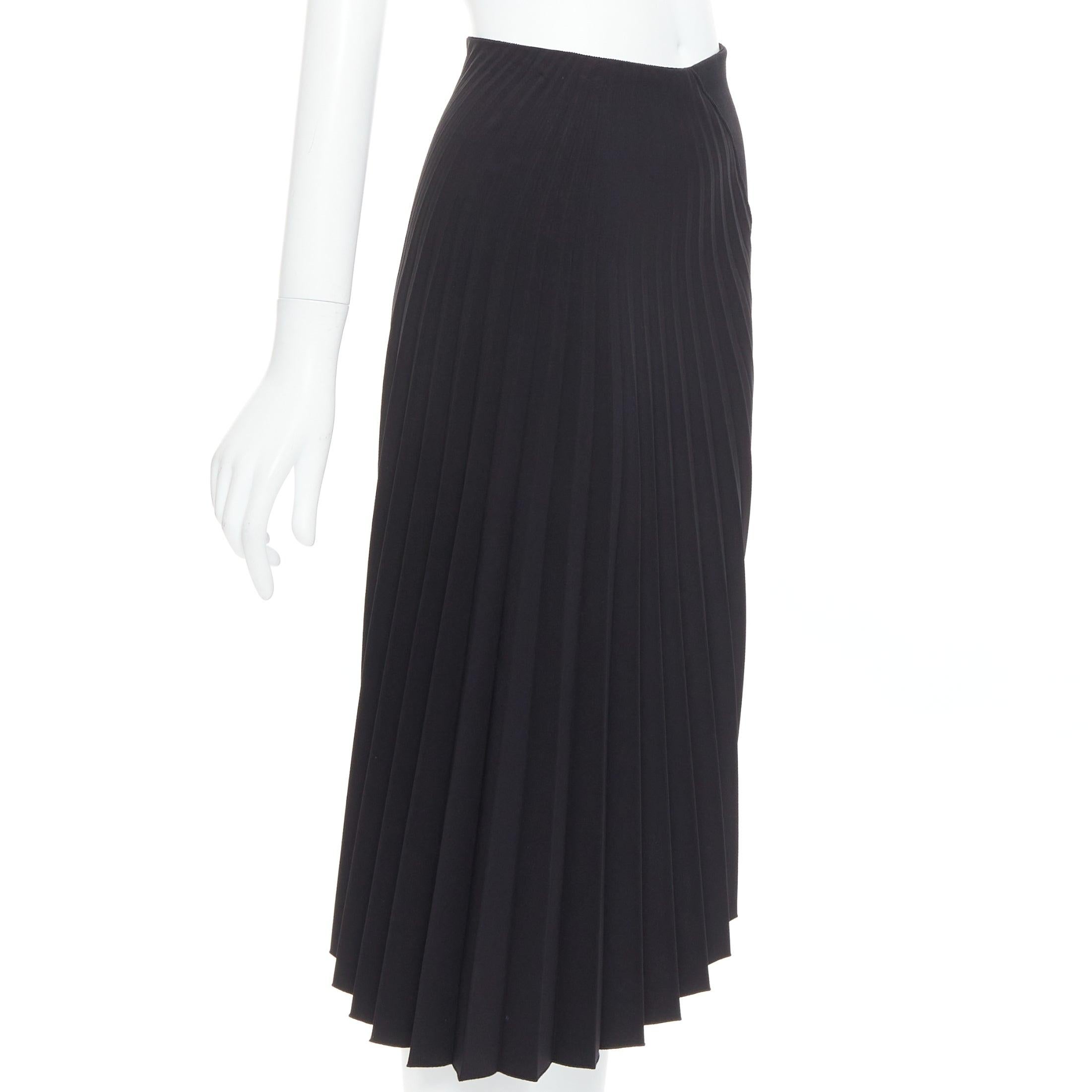 Black ROLAND MOURET black asymmetric pleated side zip knee skirt UK8 S For Sale