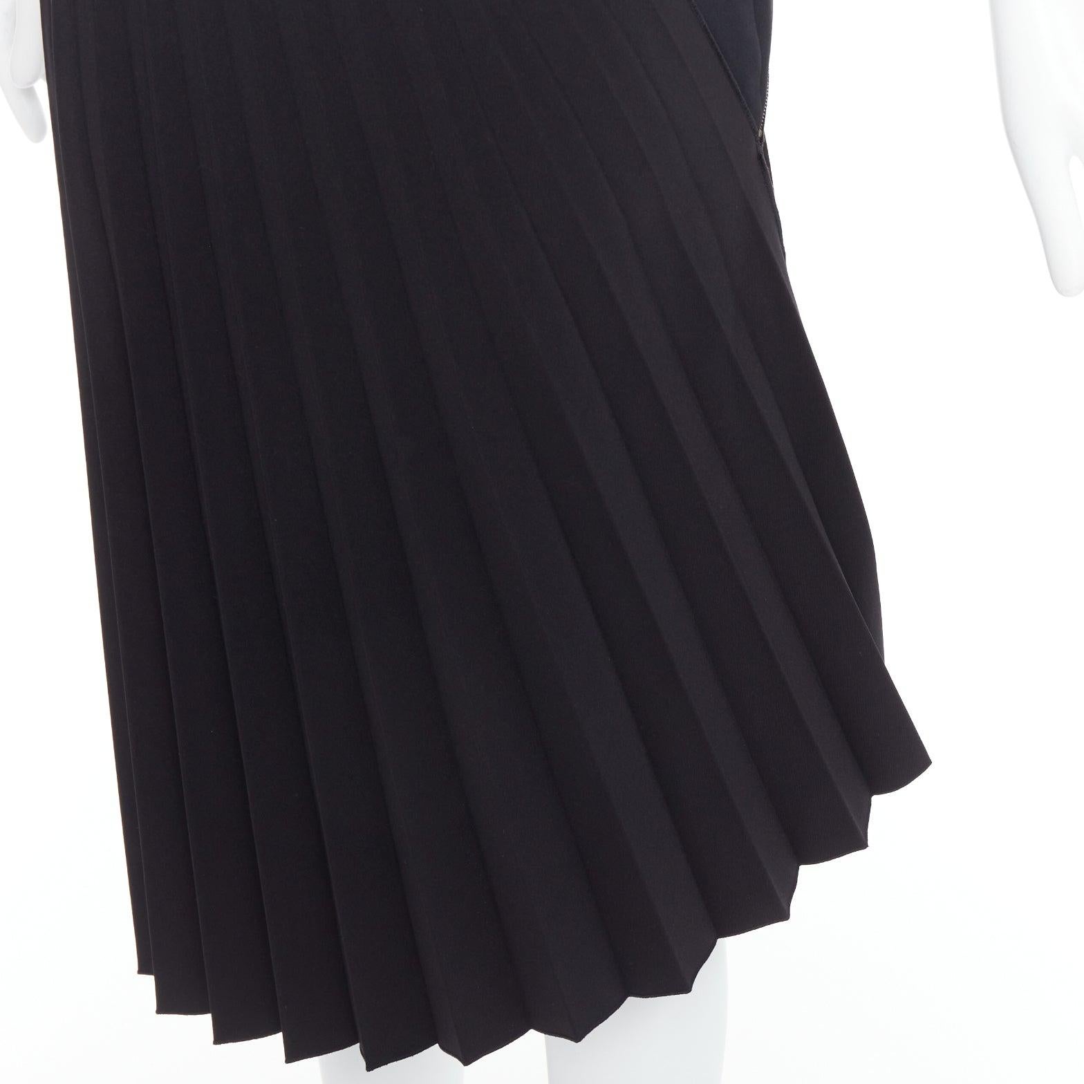 ROLAND MOURET black asymmetric pleated side zip knee skirt UK8 S For Sale 1