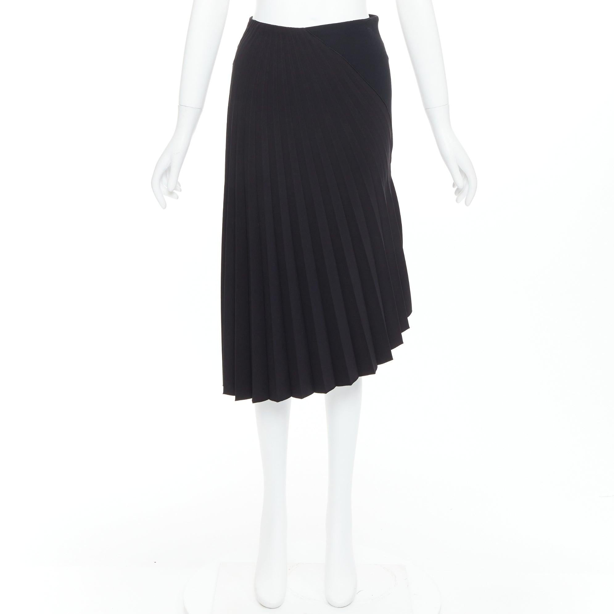 ROLAND MOURET black asymmetric pleated side zip knee skirt UK8 S For Sale 4