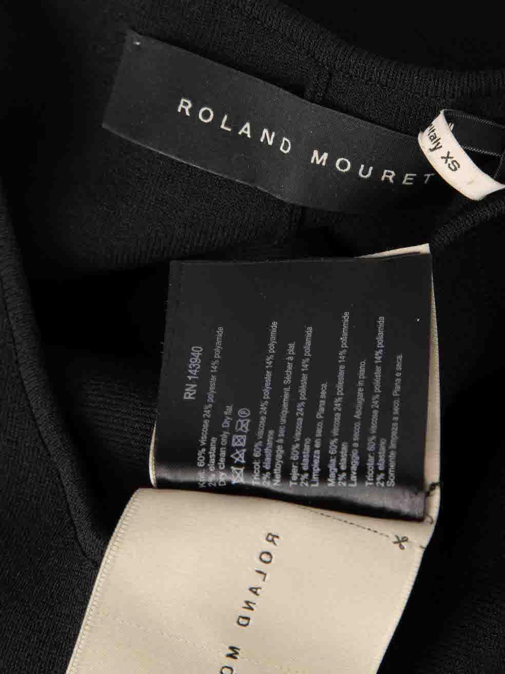 Roland Mouret Black Cold Shoulder Mesh Sleeve Top Size XS For Sale 1