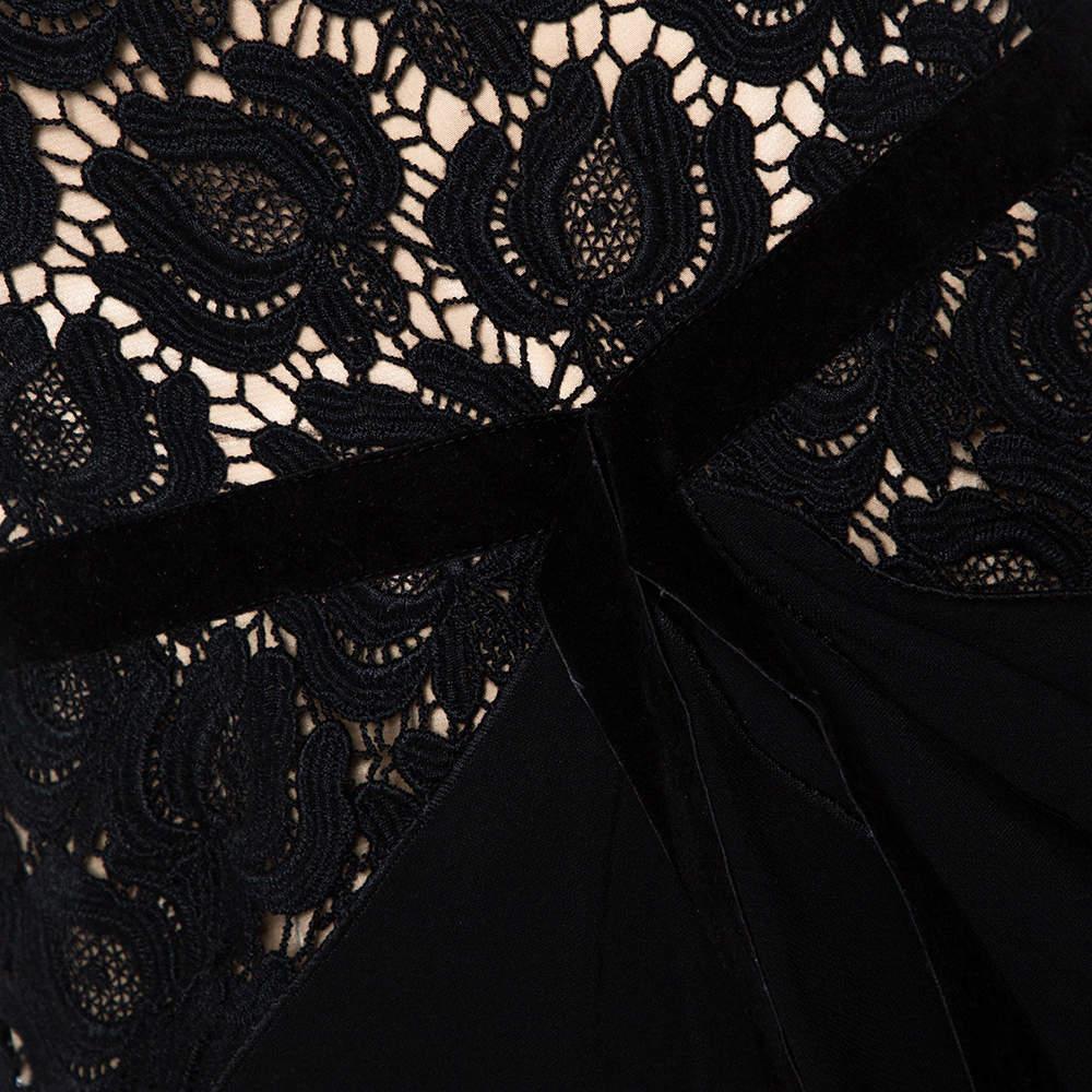 Roland Mouret Black Crepe & Lace Draped Harmon Dress M In Good Condition In Dubai, Al Qouz 2