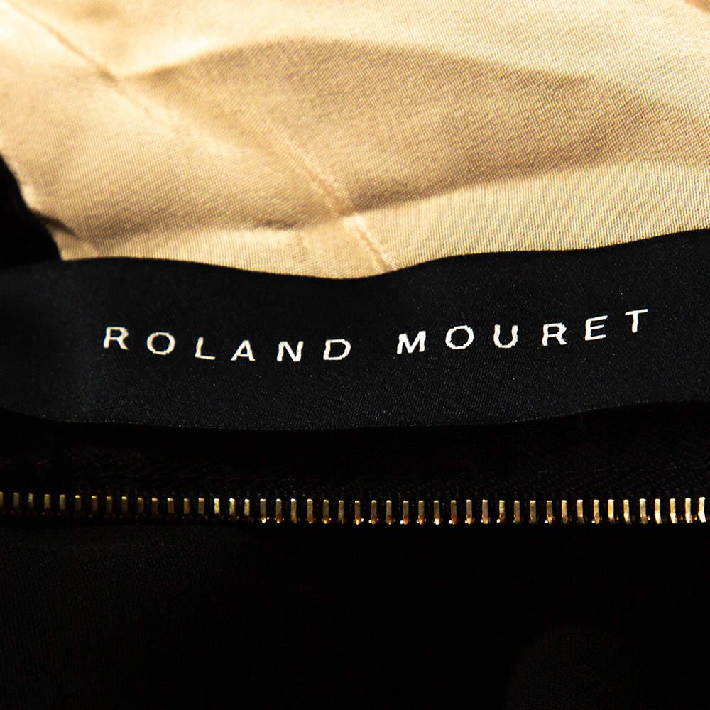 Roland Mouret Black Crepe & Lace Draped Harmon Dress M 2