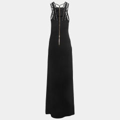 Roland Mouret Black Crepe Lace Inset Vasall Long Dress