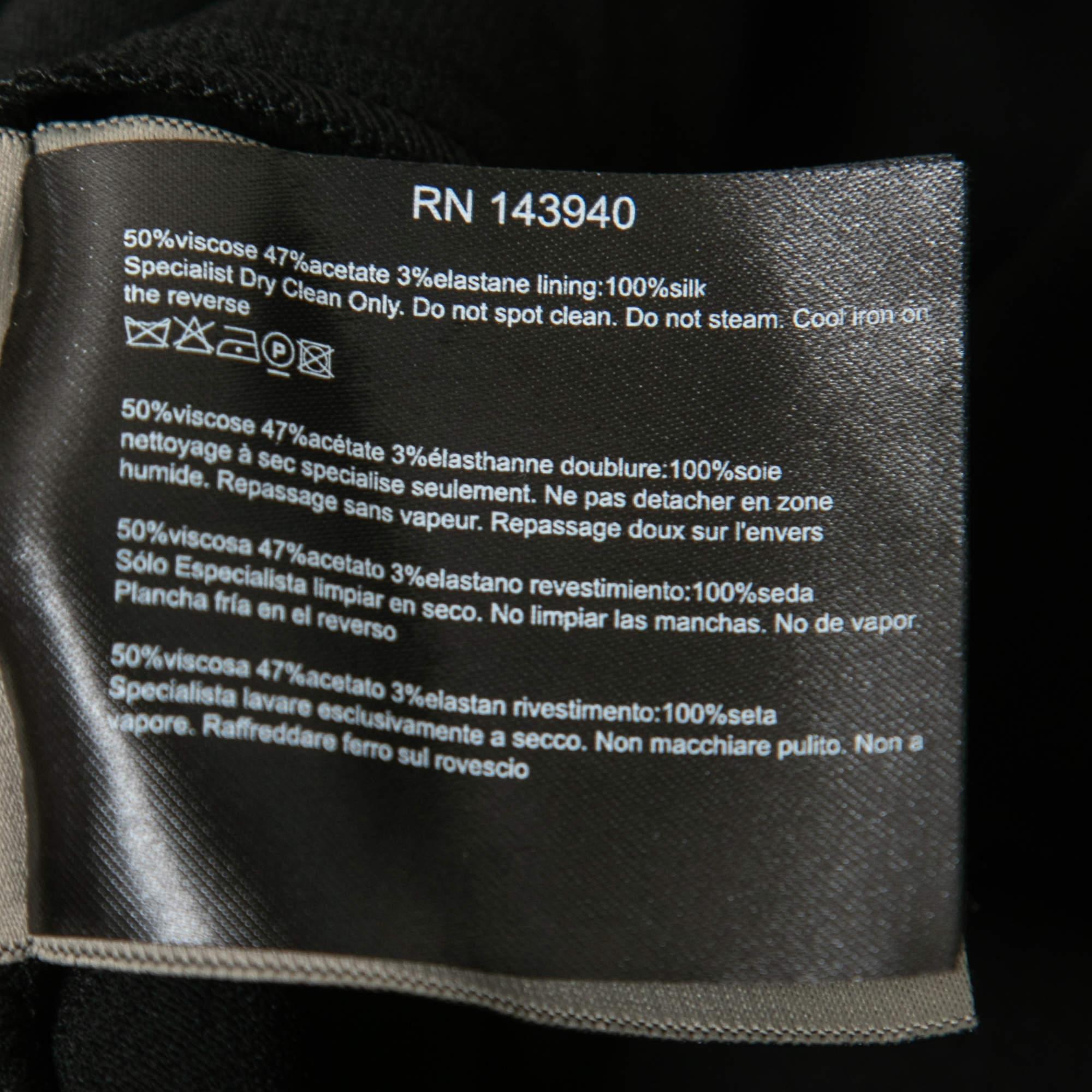 Roland Mouret Black Crepe Lace Inset Vasall Long Dress M For Sale 1