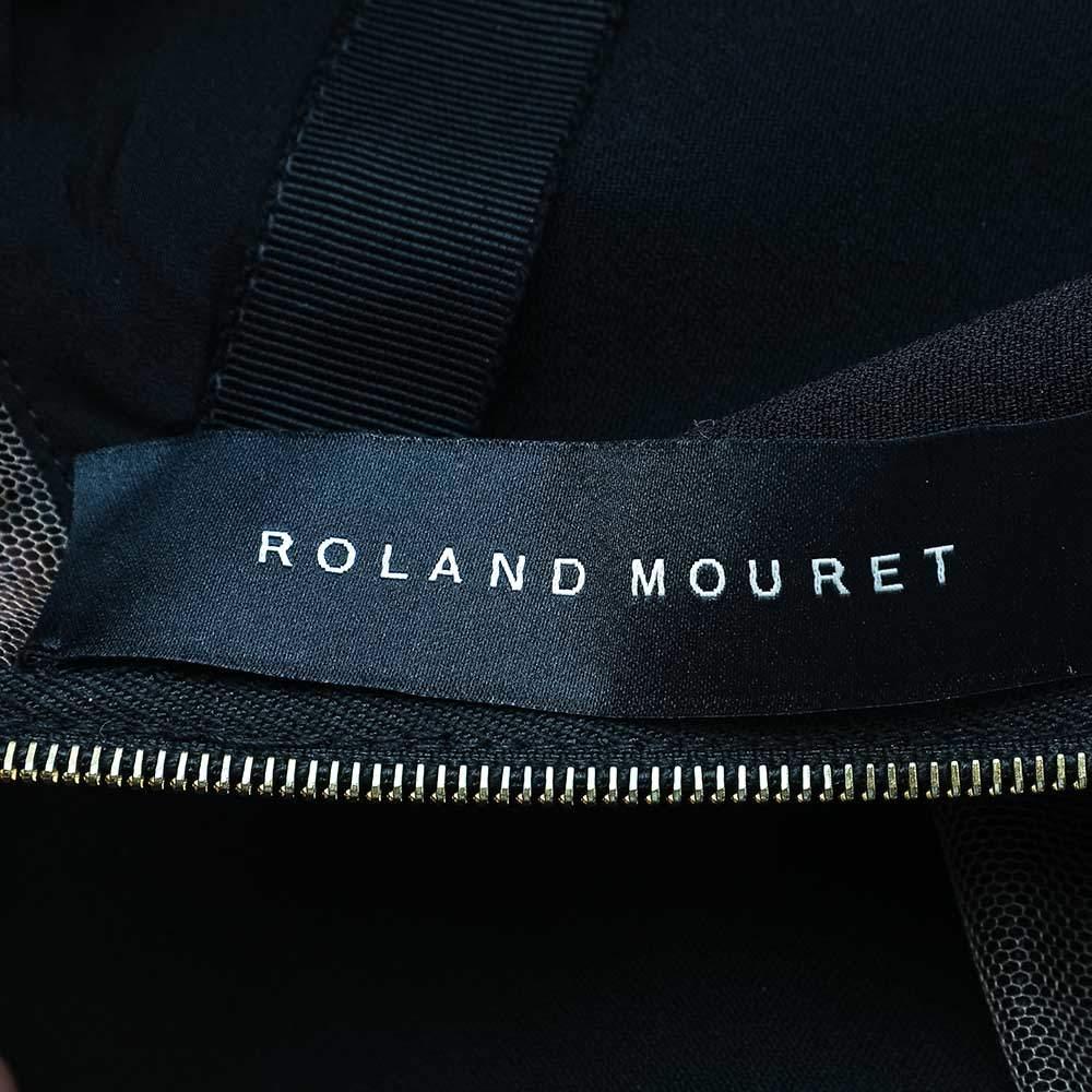 Roland Mouret Black Crepe & Lace Paneled Carrington Gown M For Sale 2