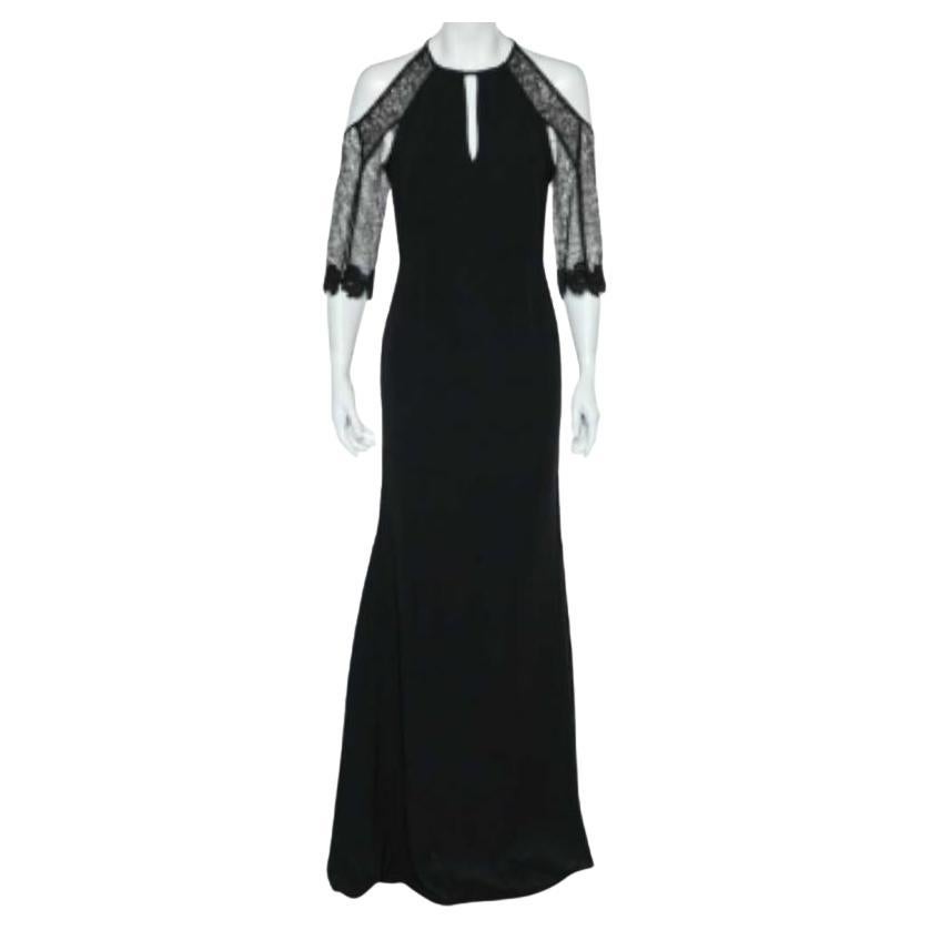 Roland Mouret Schwarzes Kleid aus Krepp und Spitze, getäfelt, Carrington M