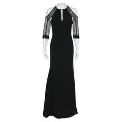 Roland Mouret Schwarzes Kleid aus Krepp und Spitze, getäfelt, Carrington M