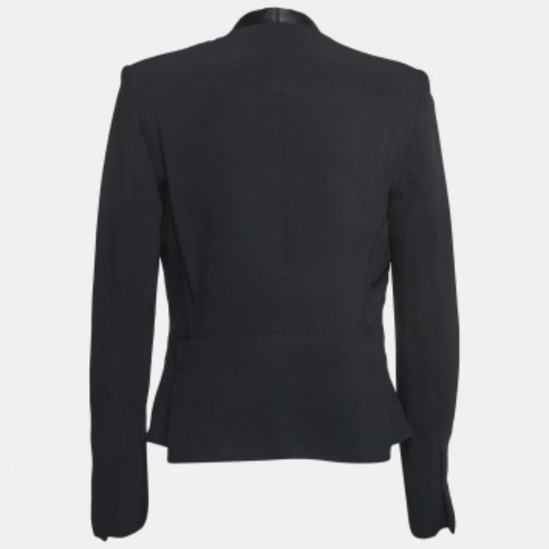 Roland Mouret Black Crepe Open Front Jacket M. en vente 1