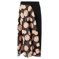 Roland Mouret Black Floral Embroidered Midi Skirt Size M