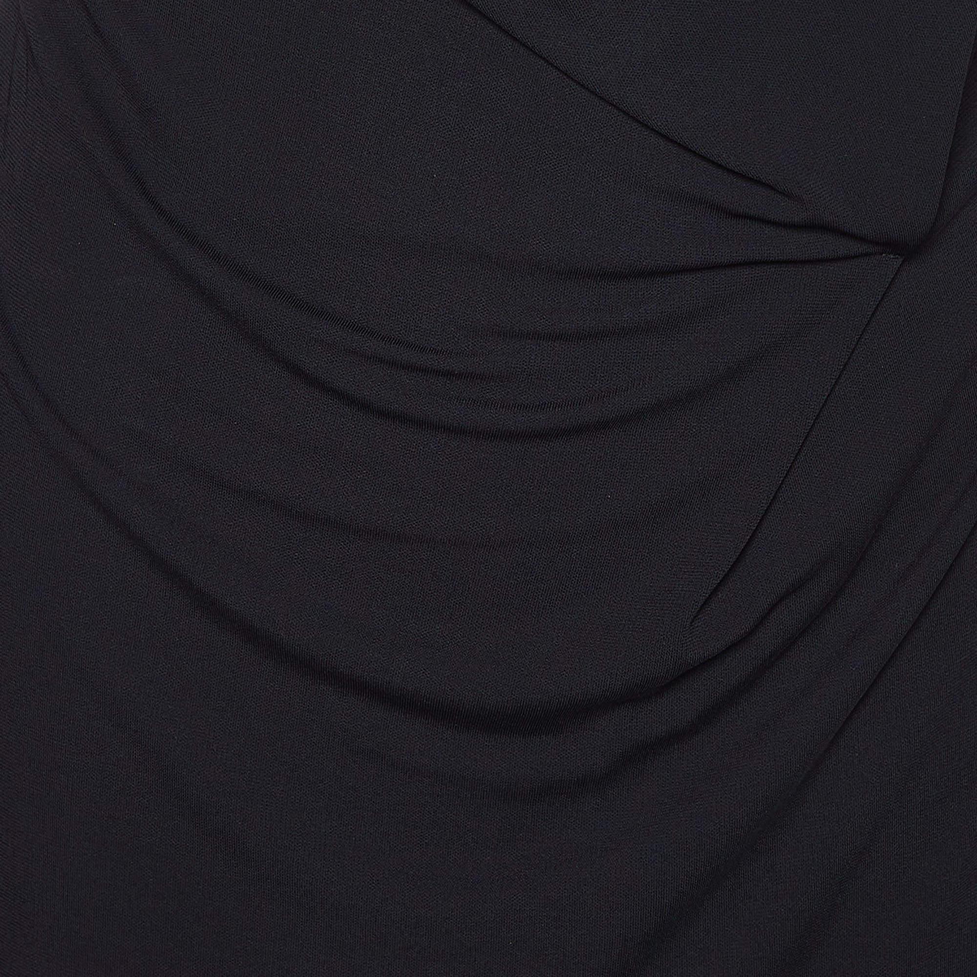 Roland Mouret Black Jersey Draped & Lace Back Maxi Dress M In Good Condition For Sale In Dubai, Al Qouz 2