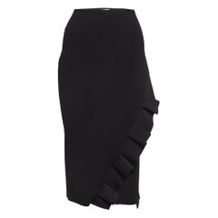 Roland Mouret  Black Knit Ruffled Pencil Skirt S