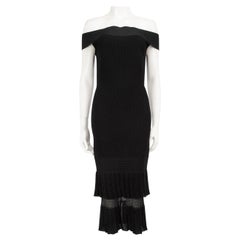 Roland Mouret - Robe midi évasée noire à épaules dénudées, taille L
