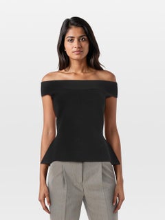 Roland Mouret Black Off Shoulder Peplum Top Size M